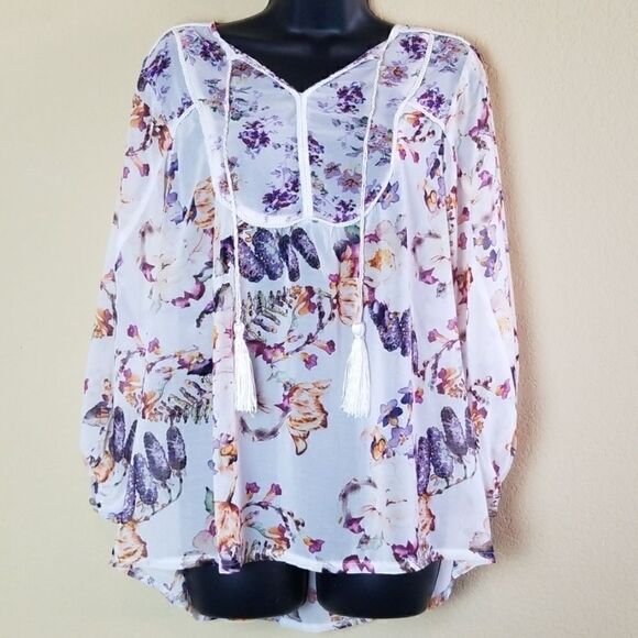 iJeans by Buffalo Sheer Boho Top - Picture 1 of 7